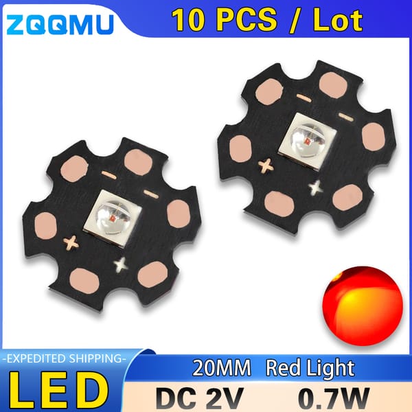 10PCS 20MM SMD 5054 0.75W Lamp Bead Red Light Source Copper Bracket LED Patch Red Light Plum Board For DIY Home Ambient Light