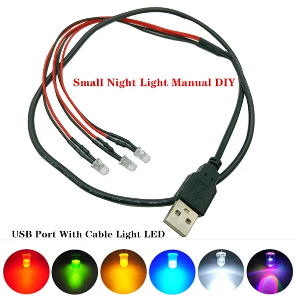 USB Port with Line Light LED F3 F5 Atmosphere Light Bead Decoration Manual Light Source White Red, Green, Blue, Yellow DIY