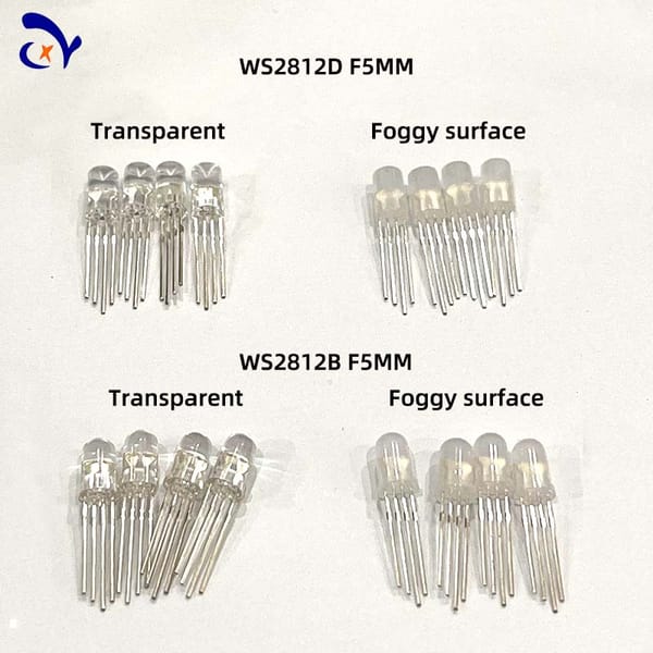 WS2812D/WS2812B Lamp Beads Direct Insert F5MM RGB Phantom Integrated IC Light Emitting Diode Round Head Transparent Mist Surface