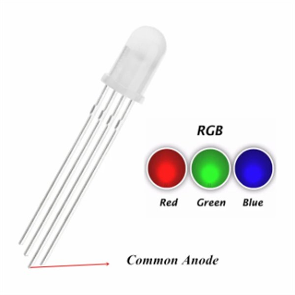 50pcs 5mm Rgb Led Diffused Red Green Blue Common Anode Tricolor Lamp Wide Angle Light Beads