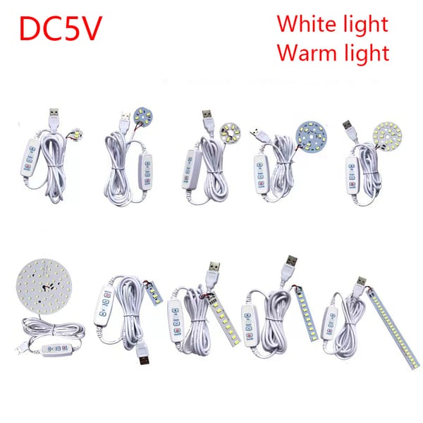 1PCS DC3V-5V Dimmable 5730 SMD LED Lamp 1W 2W 3W 4W 5W 10W LED Light Beads White Warm White With Light Adjust Switch.