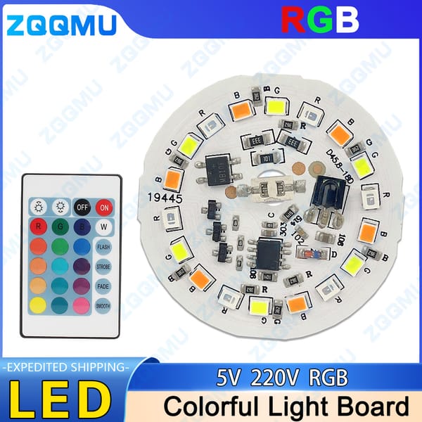 5V 220V LED Lamp Beads With Remote Control PCB Light Source Board Suitable for DIY Colorful Gradient Round Plate Light Source