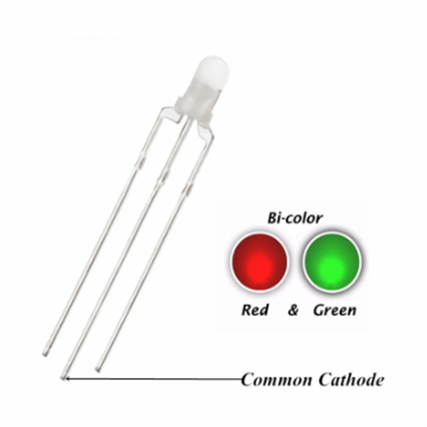 100pcs 3mm Red + Green Dip Led Diffused Common Cathode Dip-3 Round Head Bicolor R+g Lamp Light Beads