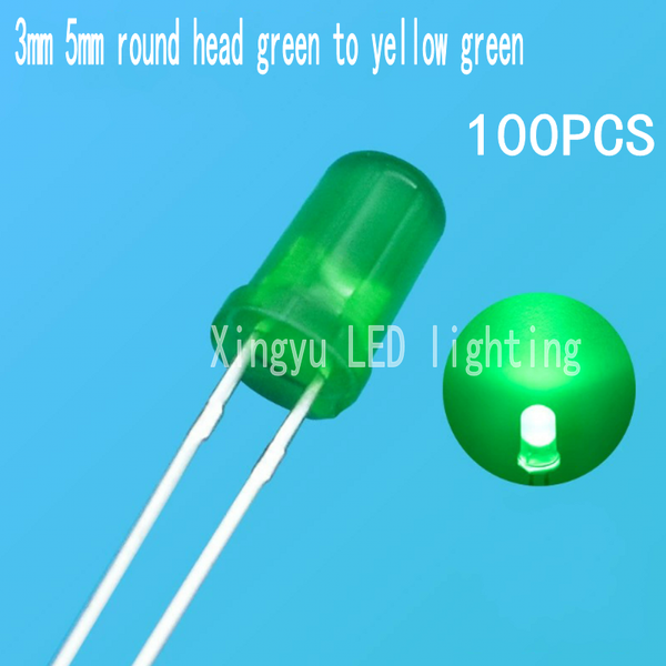 LED Beads F5 Green Yellow Green 3mm Green Light Highlight Red Light Yellow Green Round Head Direct Insert LED