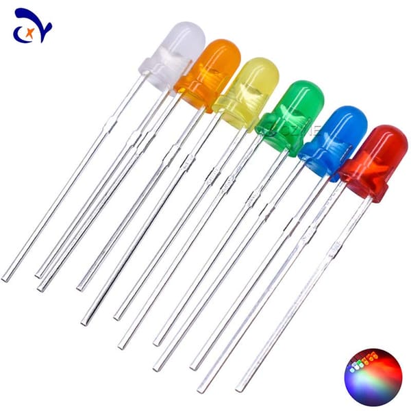 50PCS F3 red hair red 3mm red green yellow blue orange indicator light direct inserted led light beads light emitting diode