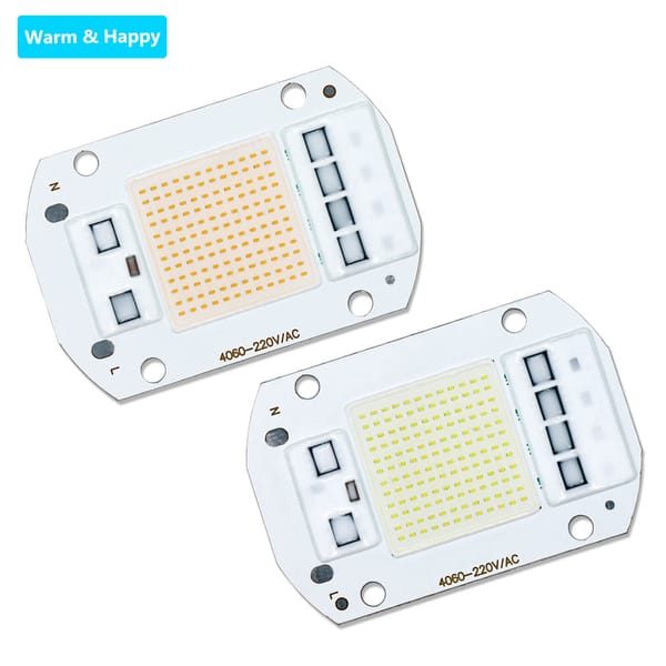10pcs 50W CSP Beads New COB AC220V Warm White Cold White Intelligent IC Chip for Outdoor Lighting of Floodlights and Spotlights