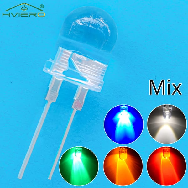 250X 10mm White Red Green Blue Yellow Diode Led Round 0.5W Power Light 3.2~3.6V LED Lamp Bead Light-emitting Diodes 30KMCD Bulb