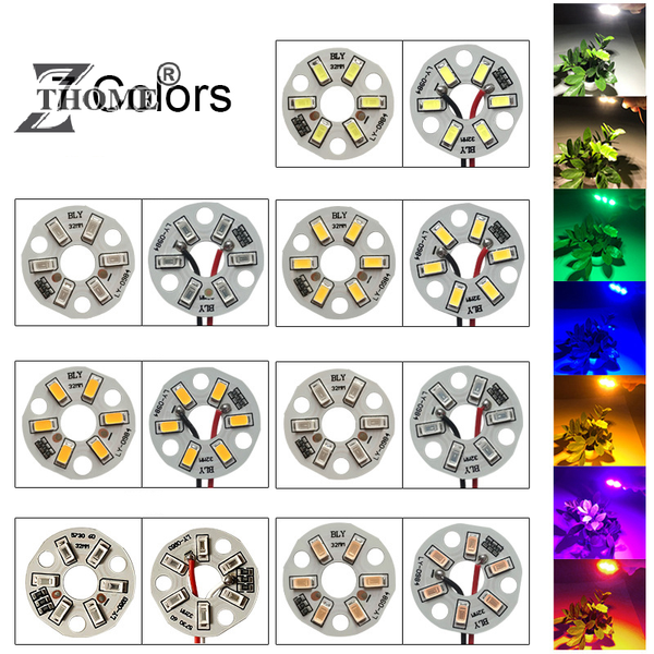 3Pcs 3W 5V Color LED Chip Bead Lights Board Bulb Round Transformation Light Source Dia 32MM Green Blue Red Purple White Lamp