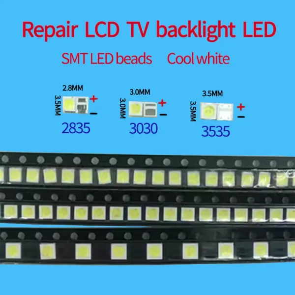 500PCS/Lot 3030 3535 2835 Repair LED LCD TV backlight lamp beads 1W 3V 6V cold white light commonly used