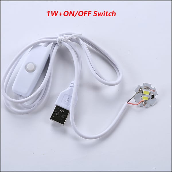 1pc DC5V LED lamp board light source USB universal One Color lamp beads Warm White Light 1W with  ON/OFF Switch