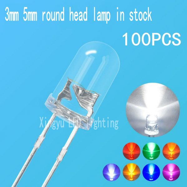 High brightness 3mm/5mm transparent light bead white red blue emerald green direct insertion F3/F5 LED