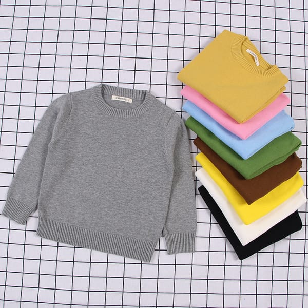 Sweaters Childrens Clothing Autumn Season New Korean Boys Girls Solid Color Pullover Knitwear Candy Undershirt Striped