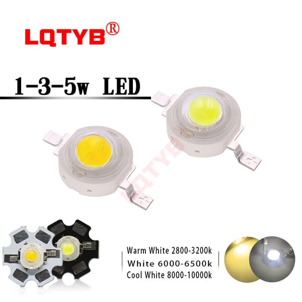 LED diode 1-3-5W white high-power chip white 3000k white 6500k cold white 10000k 45ml landscape stage lighting lighting