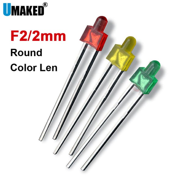 1000pcs 2mm Round LED lamps diodes chip, Color len light beads, F2 led Emitting diodes R/G/Y Lighting DIY lamp