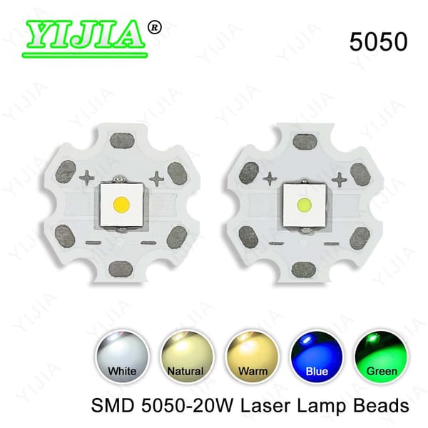 High Power Laser Light Beads 20W Warm Natural White LED SMD5050 Chips With 20mm PCB Board For Flashlight Headlight Miner's Lamp