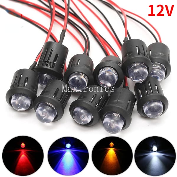 New 10 Pcs/Set 12V 10mm Pre-Wired Constant LED Bead Light Emitting Diode Cable 20cm Prewired Led Lamp Red/Green/White/Yellow