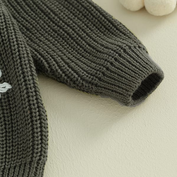 Newborn Baby Girl Winter Sweater Toddler Girl Knitted Sweater Flower Embroidery Pullover Sweater 0-5Y Kids