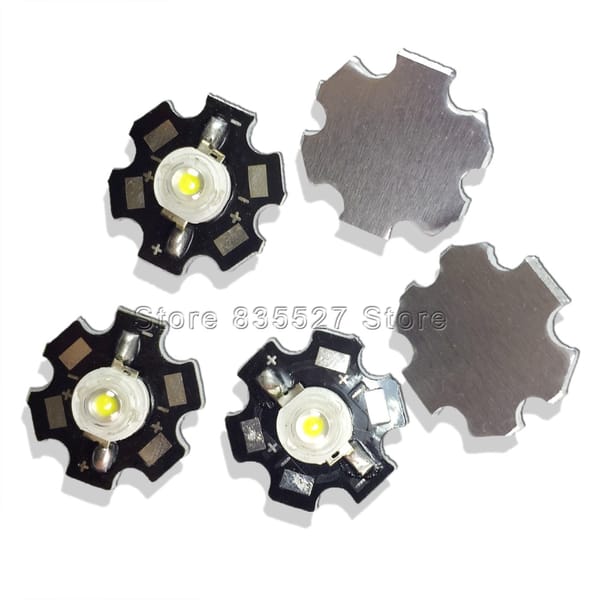 10PCS/LOT 1W high power white LED light-emitting diode lamp beads with aluminum plate fins 110-130 LM ( lumens ) for DIY lights