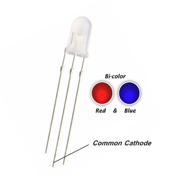 100pcs 5mm Red And Blue Bicolor Led Common Cathode Diffused Round Head Lamp Light Beads Red+blue R+b 100pcs 5mm Red And Blue Bi