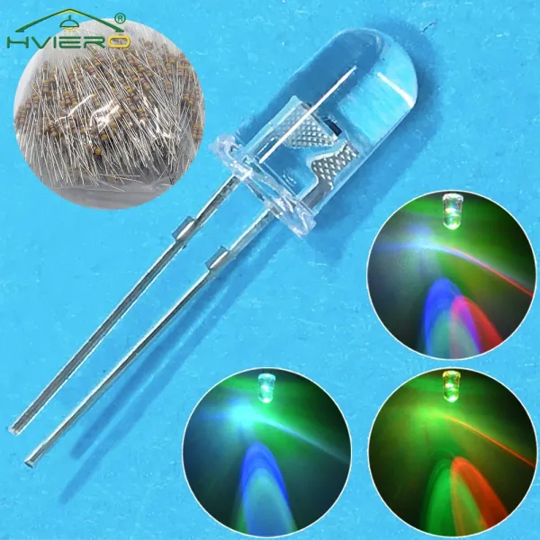 500Pcs Slow Fast Flash Light Beads F5 5mm Round RGB Bulb Led Rainbow Emitting Diode Lamp Multi Color Water Clear Atmosphere Neon