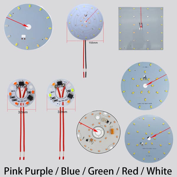 3W/6W/12W 32/100/108/130/155mm OD 6mm ID Blue Green Pink Purple White Yellow Round Square LED Light Base Bulb Lamp Bead Emitter