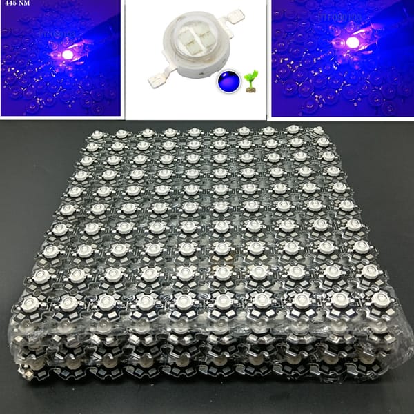 1000pcs 1W 3W High Power LED Chip Lamp Bulbs SMD COB Diodes LED with 20mm star pcb Blue  445nm Grow Light Beads