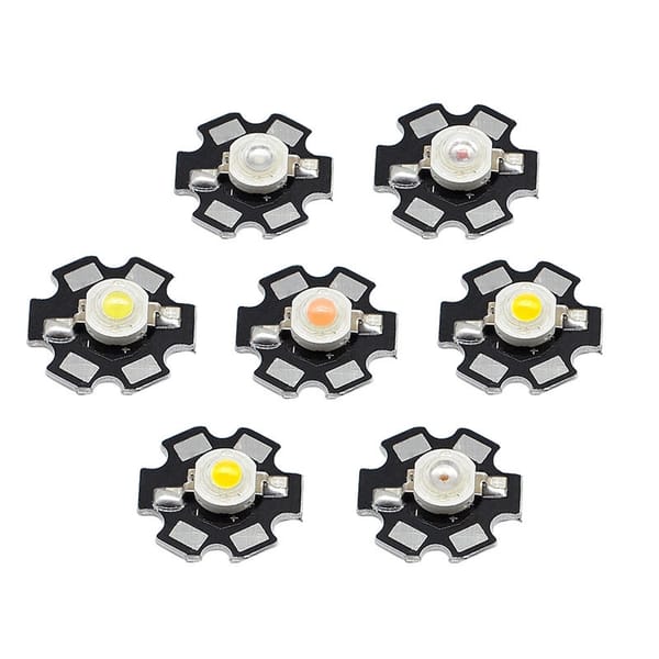 1w LED chip High power LED Lamp bead Light Red Green Blue Welding 20mm PCB heat sink 620nm 460nm 520nm  20pcs free shipping