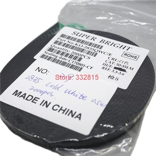2000PCS 2835 COLD WHITE 0.5W SMD LED 50-55lm COOL White Light Beads
