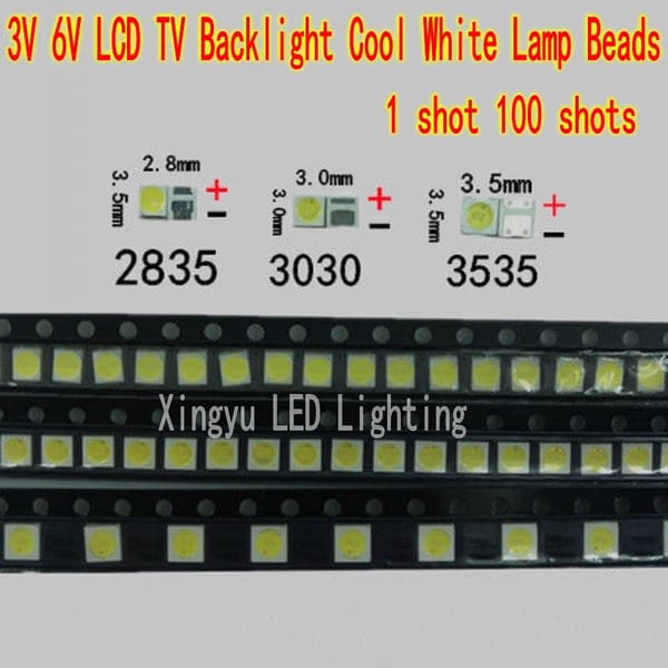 100PCS LED lamp beads 3030/3535/2835 LED LCD TV repair backlight 1W 3V 6V cool white light