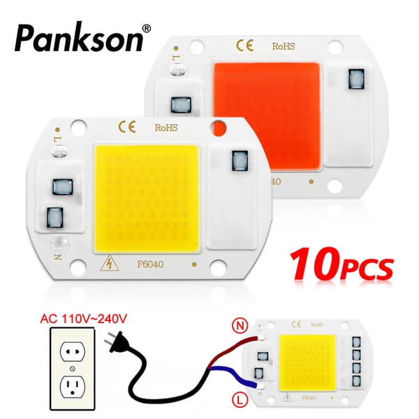 10pcs LED COB lamp Bead AC 110V 220V Smart No Need Driver DIY For Flood light Led Bulb LED Full Spectrum Plant growth Lamp Bead