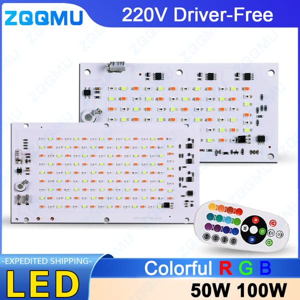 50W 100W RGB LED Chip SMD2835 AC265-245V Driver-Free Outdoor Floodlight Spotlight Beads Suitable for LED Street Lights
