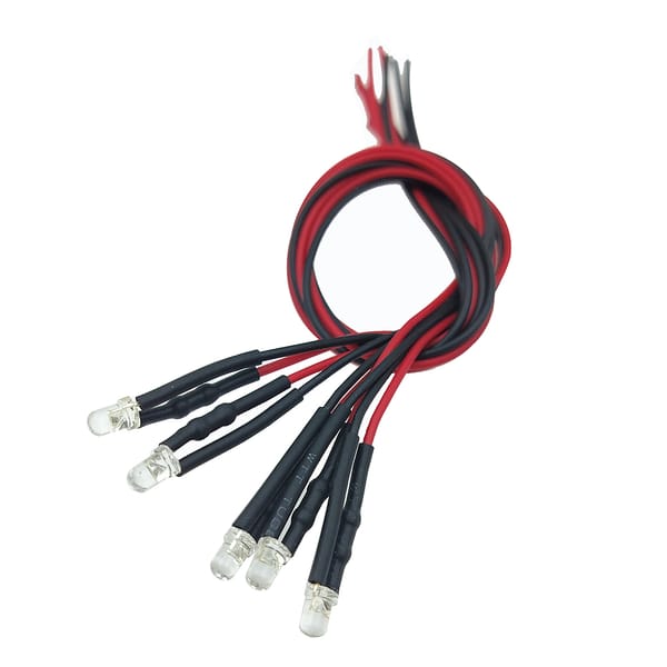 DIY Light Source Indicator Bead LED Bulb 3mm Circular Head 20cm Pre Wired Luminous 5V-12V Diode Kit Luminous Decoration