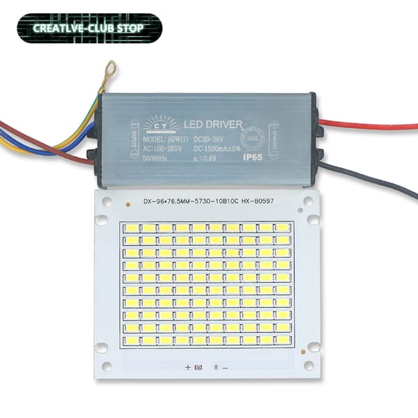 A Set of LED Light Board And Driver 50W DC20-38V 1500mA Cool White Flood Light Beads AC100-256V For Outdoor Lighting Spotlight
