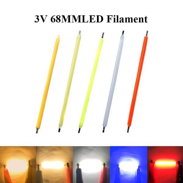 10pcs 68mm 3v Edison Bulb Led Filament Lamp Parts Led Bead Incandescent Light Accessories Diode For Diy Car Model Lighting