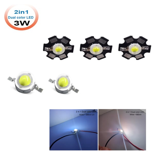 3W Dual color LED white 6500K+ 365nm 395nm 680nm 740nm 940nm light-emitting diode High Power LED Lamp bead 20mm PCB substrate