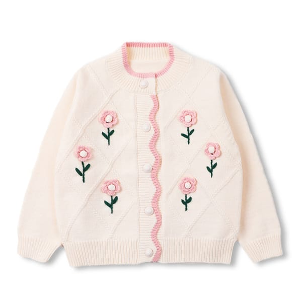 Autumn New Baby Girl Long Sleeve Knit Cardigan Infant Autumn Princess Embroidery Flower Sweater Girls Knitted Jacket Coat Tops