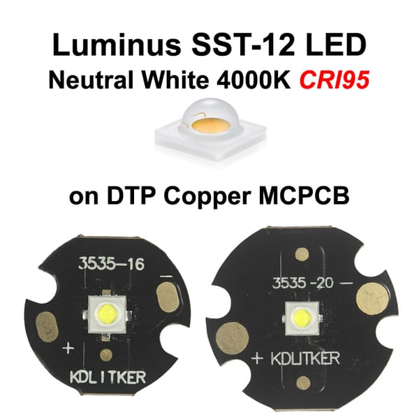 Luminus SST-12 Neutral White 4000K CRI95 SMD 3535 LED Emitter on KDLITKER DTP Copper MCPCB Flashlight DIY Light Bead