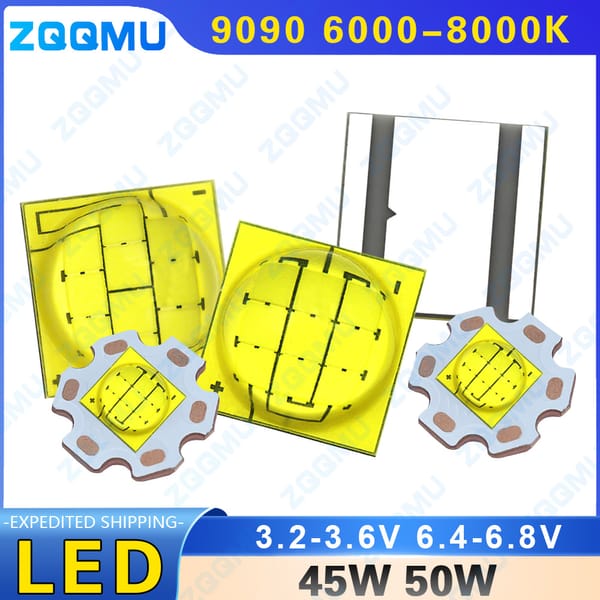 45W 50W 9090 High Power White Super Bright 3V 6V LED Wick Flashlight 6000-8000K DIY Light Source Accessories