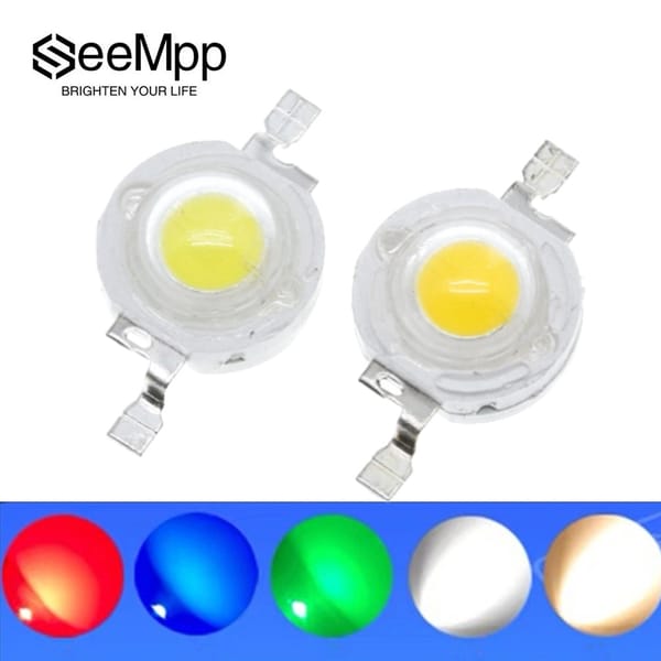 SeeMpp 10Pcs LED Chip Lamp Bulbs SMD COB Diodes Warm Cold White Red Green Blue High Power 1W LED Lamp bead Grow Light Beads