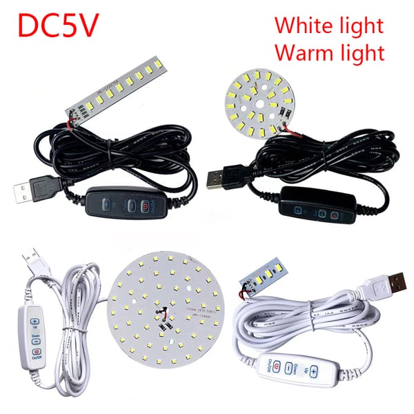 1PCS DC5V Dimming Light Switch Of 2 Meters With LED Chips 5730 SMD LED Lamp 1W 2W 3W 4W 5W 10W LED Light Beads White Warm White