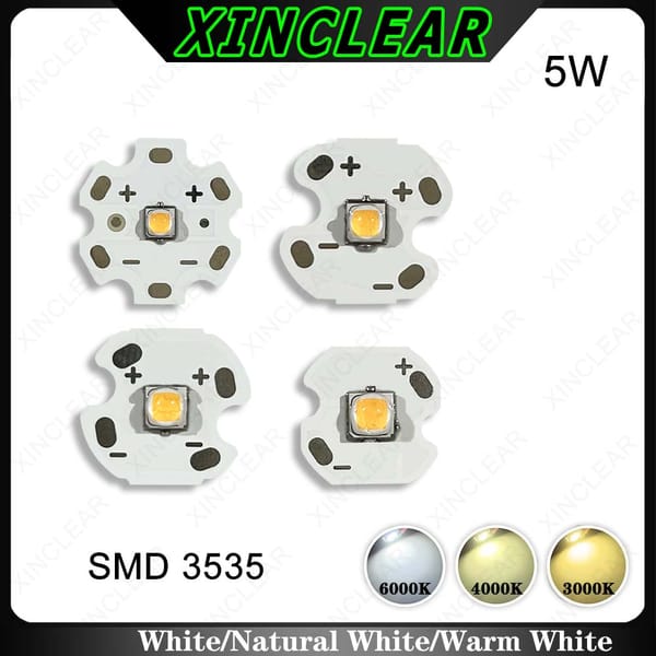 10pcs 5W LED Light Beads Warm Natural White 3000K 4000K 6000K SMD 3535 Chips With PCB Plate For Flashlight Headlight Car Light