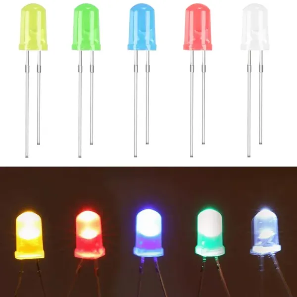 100pcs 5mm LED Lamp Beads Light-emitting Diode Color Red White Yellow Blue Light-emitting LED Circuit Combination Kit DIY LED