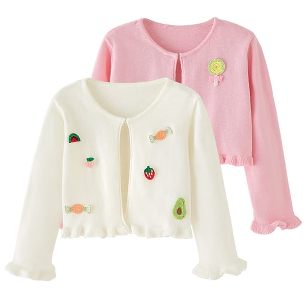 Baby Girl Knit Cardigan Long Sleeve Infant Autumn Princess Flower Embroidery Fruit Sweater Girls Knitted Jacket Baby Clothes