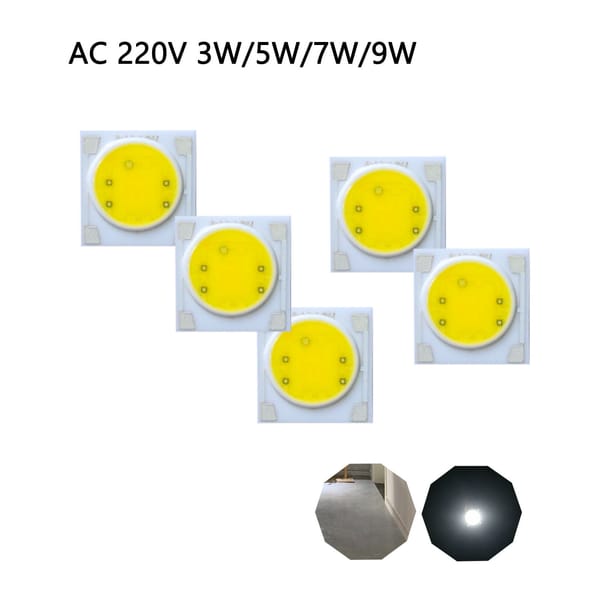 5pcs  AC220V 3W 5W 7W 9WLED COB Light Beads Ceramic Substrate Smart IC Chip DIY LED Lighting Floodlight Spotlight Lamp