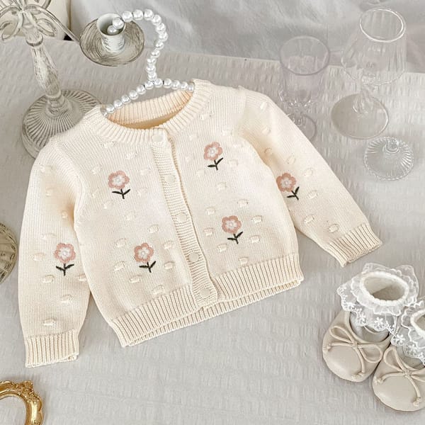 0-6T Newborn Toddler Kid Baby Girl Winter Clothes Flower Infant Girl Sweater Cardigan Elegant Cute Knitwear Coat Warm Outfit