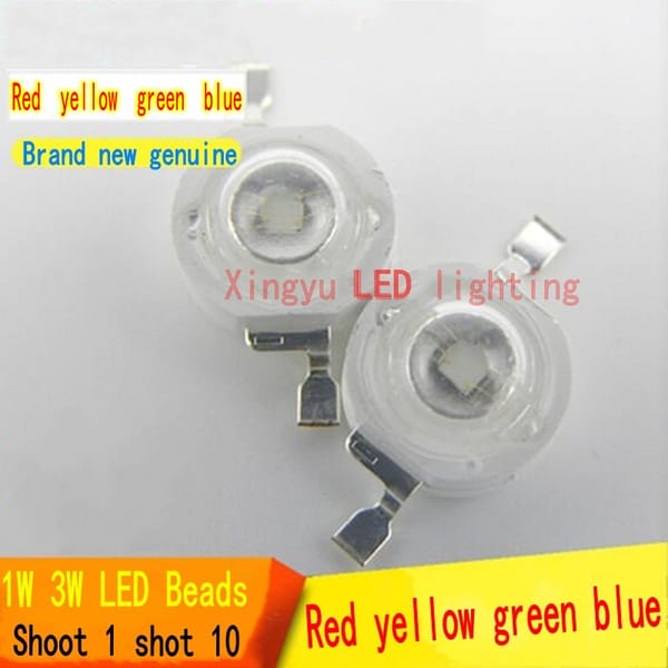 10pcs/lot 1W 3W  LED lamp beads Highlight red green blue yellow purple High power Light Beads