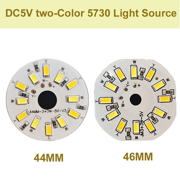 YOUCENT 1pcs Low Voltage 5730SMD 3W DC5V LED Light Board  Two-Color Light Source 44MM /46MM  Lamp Beads  Warm White Warm