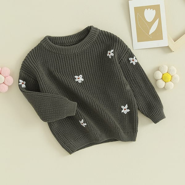 Toddler Baby Girl Spring Fall Long Sleeve Round Neck Flower Printed Pullover Outfit Clothes Sweatshirt