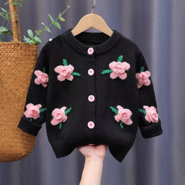 Newborn Baby Girls Knitted Cardigan Coat Sweater Coat 2023 Autumn Winter Fashion Flower  Outerwear Toddler Clothing