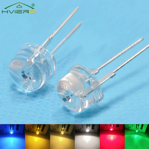 50Pcs 8mm Straw Hat Lamp Bead LED White Red Yellow Blue Green Super Bright Diode Power Light 3.4~3.6V Bulb Emitting Decoration